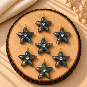 Pendentif en labradorite sculpté en forme d'étoile de mer de 15 mm pour la création de bijoux inspirés de l'océan, accessoires côtiers, fournisseur en gros - Product Image 2