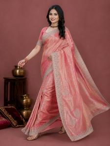 Saris en soie de designer indien Vexotrend, motif Patola traditionnel, pour mariage, fête, Diwali, élégant, en tissu filet, séchage rapide, infroissable - Product Image 2