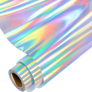 Film PET métallisé holographique personnalisable, film réfléchissant arc-en-ciel haute brillance pour l'impression d'étiquettes d'emballages cosmétiques, décoration - Product Image 2