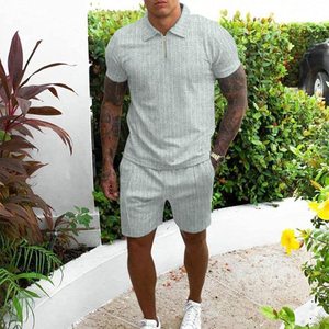 Conjunto de Camiseta y Pantalones Cortos de Color Sólido para Hombre, Última Moda de Invierno, Secado Rápido, Poliéster/Algodón - Product Image 5
