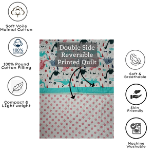 Premium Jaipur Hand Block Printed Baby Quilt <b>set</b> Dinosaur Print Eco-Friendly Soft 100% Cotton Reversible 200TC Travel & Nursery - Product Image 3