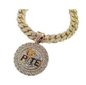 Collar con colgante de moissanita estilo Hip Hop Iced Out, con cierre redondo, chapado en oro sobre plata, con letra personalizada - Product Image 3