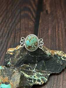 Number 8 Turquoise Adjustable <b>Ring</b> Handcrafted Sterling <b>Silver</b> Southwestern Western Boho Artisan <b>Statement</b> Jewelry - Product Image 3