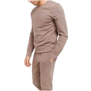 Sweat-shirt à col rond pour homme, coupe classique, couleur unie, tricot en coton décontracté, ensemble jogging, style automne - Product Image 2