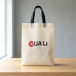Sac de courses réutilisable écologique en non-tissé avec logo/design graphique personnalisable et thermosoudé pour la livraison de repas en restaurant - Product Image 1