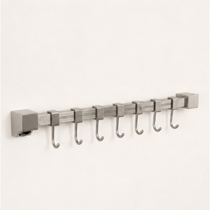 Modern Stainless Steel Wall-Mounted <b>Kitchen</b> Utensil Rack with <b>Hooks</b> Space-Saving Rail Organizer for Pots Pans Ladles and Mugs - Product Image 1