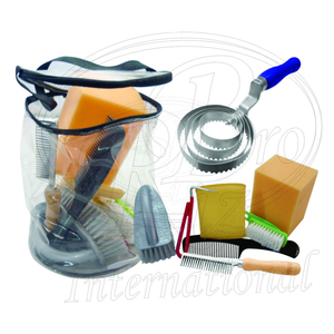 Kit de 8 piezas para el cuidado del caballo con bolsa transparente con cremallera, limpiador de pezuñas, cepillo espiral, peine para crines, cepillo corporal y juego de limpieza con esponja - Product Image 2