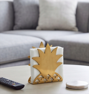 Porta Servilletas Metálico Moderno con Acabado Dorado, Organizador de Servilletas de Lujo para Mesa de Comedor, para Bodas y Fiestas - Product Image 4