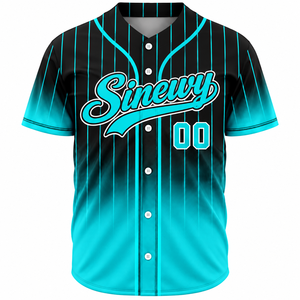 Maillot de baseball Sinewy pour homme, personnalisable avec nom et numéro, à rayures dégradées, sublimé, anti-humidité, manches courtes, coupe classique - Product Image 2