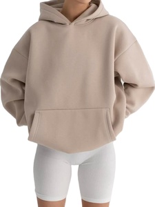 Sweat-shirt à capuche noir surdimensionné pour femmes, taille plus, épaules tombantes, avec poche kangourou - Product Image 4