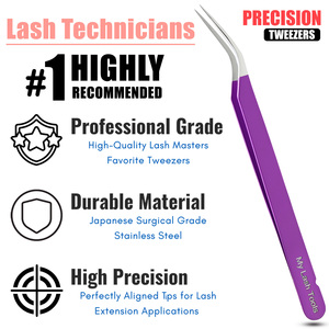 Pince à épiler professionnelle en forme de L pour extensions de cils en fibre, outil d'isolation pour cils volume intense - Product Image 5