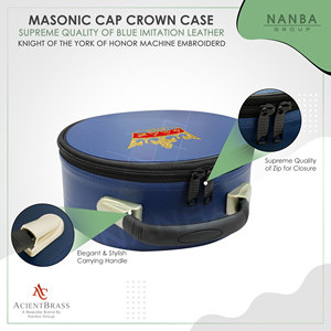 กล่องใส่หมวกแก๊ป Masonic Knights of The York Cross of Honour สีน้ำเงิน พร้อมตรา KYCH - Product Image 4