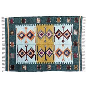 Tapis Dhurrie polyvalent en coton de soie 3x5 pieds pour chambre minimaliste ou coin salon confortable - Product Image 4