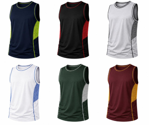 Trending Men's Navy Sleeveless Tank <b>Top</b> Neon Green <b>Mesh</b> Panel O-Neck Casual Knitted Polyester/Cotton Breathable Eco-Friendly - Product Image 5
