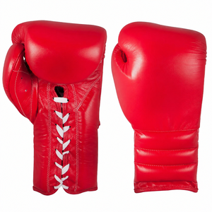 Gants de boxe internationaux Bright Way en PU, anti-humidité, noirs et rouges, à lacets, avec sangle réglable, pour arts martiaux - Product Image 3