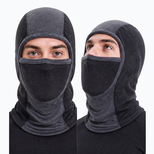 Masque de ski en polaire noir pour homme, style tendance, couvre-visage complet, thermique, coupe-vent, capuche, sports de plein air, masque de moto - Product Image 3