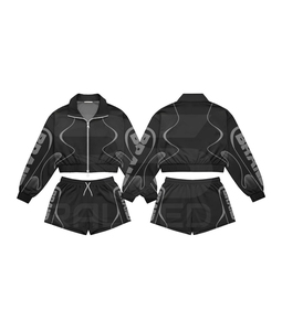 Women Sporty Tracksuit 2 Piece Zipper Jacket <b>Shorts</b> Quick Dry <b>Polyester</b>/Nylon Full Sleeve Summer Wear Stand Collar Tracksuit - Product Image 1