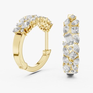Pendientes de Aro de Oro Amarillo de 9K con Diamantes Cultivados en Laboratorio de 0.806CT, Corte Mixto Redondo, Pera, Princesa y Esmeralda, Joyería Fina al por Mayor - Product Image 3