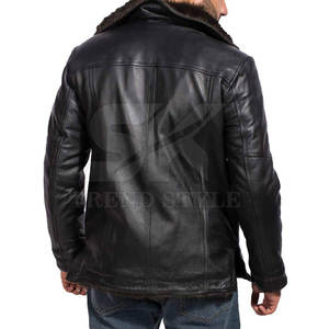 Chaqueta de Cuero para Hombre con Forro de Piel para Invierno y Corte Moderno, Chaqueta de Cuero con Forro de Piel para Hombre con Cremallera Frontal y Diseño Clásico - Product Image 3