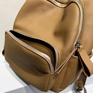 2026 New Arrival Fashion Style Genuine Leather Laptop <b>Backpack</b> for Men with PVC Lining and Zipper Closure - Product Image 5