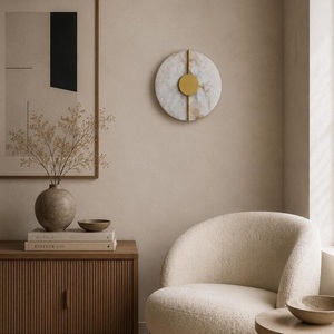 Applique murale en marbre CH ronde 20 cm, décoration minimaliste pour la maison, éclairage intérieur - Product Image 4