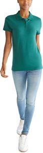 Camiseta Polo de Algodón Verde para Mujer, Manga Corta, Color Sólido, Estilo Casual, Corte Regular - Product Image 3