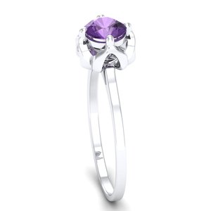 Bague en or 14 carats avec améthyste taille brillant rond de 0,84 ct pour femme, prix d'usine REYES, bijoux de luxe pierre de naissance - Product Image 3