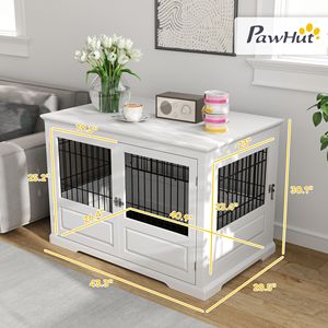 Cuccia per Cani da Interno/Esterno Bianca da 43 Pollici con Vassoio Rimovibile, Cuccia a 3 Porte per Cani di Taglia Grande - Product Image 3