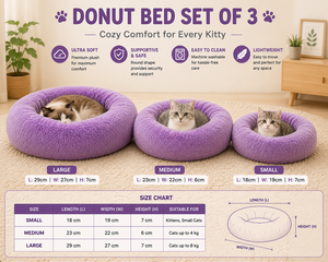 <b>Donut</b> Pet <b>Bed</b> Set 3 PCS OEM ODM Custom Logo Soft Plush Dog & <b>Cat</b> Sleeping <b>Beds</b> Direct Manufacturer - Product Image 2