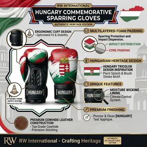 Gants de boxe en cuir avec lacets, drapeau hongrois, impression par sublimation, équipement d'entraînement et de sparring pour adultes - Product Image 3