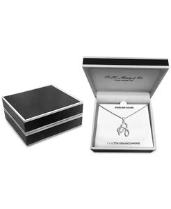 Diamante fantasia iniziale 18 "collana pendente (1/10 ct. T. w.) in argento Sterling | Macacy's - Product Image 2