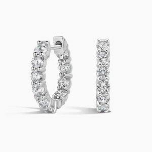 Pendientes de Aro de Oro Blanco con Diamantes para Mujer, Corte Brillante Redondo, Cultivados en Laboratorio, Color D, Certificados por IGI, Clásicos para Uso Diario - Product Image 6