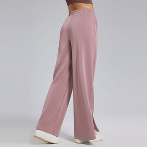 Pantalon évasé en molleton de coton écologique respirant délavé pour femme Wearpex avec cordon de serrage, style streetwear, collection automne - Product Image 1