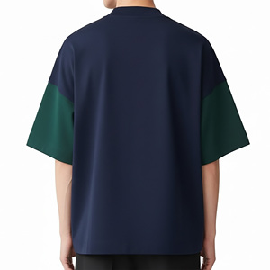 Camisetas de Hombre de Alta Calidad, Oversize, con Bloques de Color, Manga Corta, Cuello Redondo, Ribete en Contraste, Diseño Sólido y a Bajo Precio - Product Image 2
