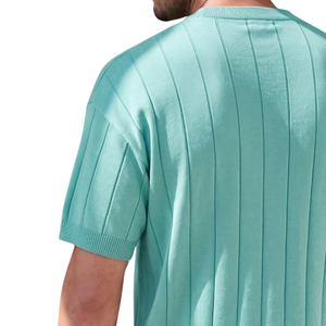 เสื้อเชิ้ตแขนสั้นคอกลมผ้าถักลายริบแนวตั้งสำหรับผู้ชาย สวมใส่สบาย น้ำหนักเบา เหมาะสำหรับใส่ในชีวิตประจำวัน สไตล์ลำลองสำหรับฤดูร้อน - Product Image 6