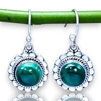 Malachite Gemstone Boucles d'oreilles en argent sterling 925 Prix de gros Bijoux