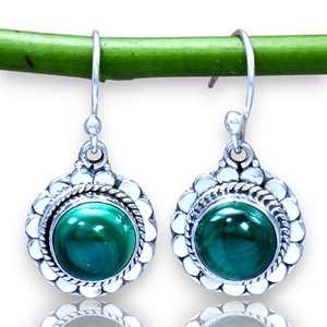 Malachite Gemstone Boucles d'oreilles en argent sterling 925 Prix de gros Bijoux - Product Image 1