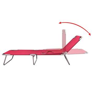 Chaise longue pliante standard en acier thermolaqué rouge - Product Image 3