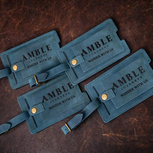 Full Grain Leather Luggage Tags Genuine Cowhide Travel Tags Privacy Cover Suitcase <b>Name</b> <b>Labels</b> Custom LMP-0176 - Product Image 1