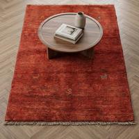 Premium Hand Knotted Wool Area Rug Rust Red Floral Pattern Classic Flat Pile Carpet Medium Thickness No Backing for Living Room