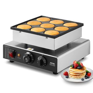 Macchina Elettrica Commerciale per Pancake Olandesi 9 Pezzi, Diametro 76mm, Macchina per Dorayaki 850W, Piastra Antiaderente in Acciaio Inox per Poffertjes - Product Image 1