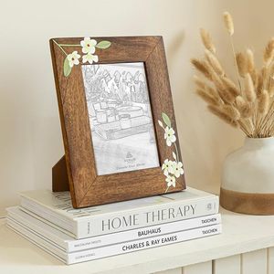 Handmade Eco-Friendly Mango Wooden <b>Vintage</b> Vertical Rectangle Photo <b>Frame</b> Rustic Floral Design Customizable Tabletop Home Decor - Product Image 1