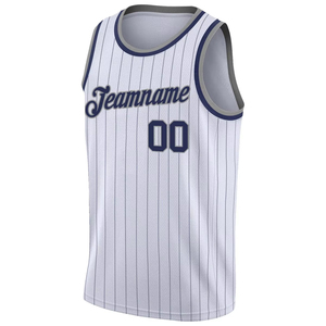 Camiseta de Baloncesto Sublimada Personalizada OEM con Rayas Blancas y Azules, de Secado Rápido, Malla Transpirable, Ropa Deportiva para Hombre - Product Image 3