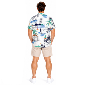 Chemise de plage pour homme, sublimation premium, imprimé tropical personnalisé, polyester respirant, séchage rapide, protection UV, décontractée, pour les vacances à la plage - Product Image 6