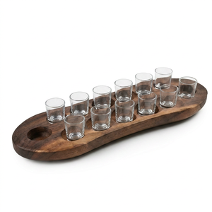 Premium Durable Modern Organic Rounded Wooden Glass Holder with Handmade Minimalist Design for Kitchen Tableware Storage <b>Rack</b> - Product Image 1