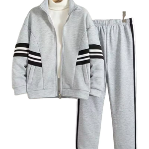 <b>Boys'</b> Casual Sport Two-Piece Set Suitable for Spring & Autumn Featuring a Stand-<b>up</b> Collar Jacket &Cuffed Pants with Contrasting - Product Image 1