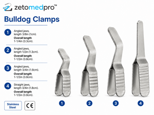 Abrazaderas Bulldog con Mordazas Anguladas de 3/8in (1cm), 1/2in (1.3cm) y 3/4in (1.8cm) Rectas y de 3/4in (1.8cm) ZETOMEDPRO - Product Image 2