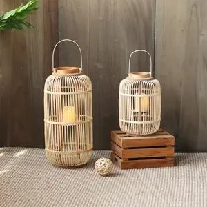Lámpara de Mesa de Bambú Fabricada en Vietnam, para Decoración de Jardín, Playa o Resort, Portavelas de Ratán - Product Image 1
