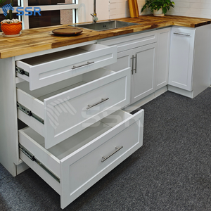 Modern Eco-Friendly Water Resistant Solid Wood <b>Vanity</b> Cabinet RTA Triple Drawer Soft Closing <b>Light</b> Finish Bathroom Storage - Product Image 3