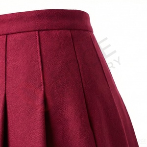 Women High Waist Pleated Midi <b>Skirt</b> Solid Color A Line Preppy Style <b>Knee</b> <b>Length</b> <b>Skirt</b> - Product Image 5
